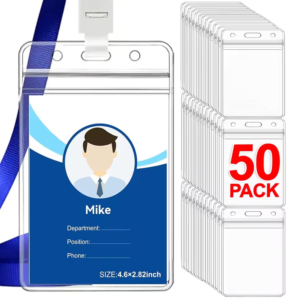 Index Card Holder - Porta Tarjetas de Identificación Transparente, Impermeable,