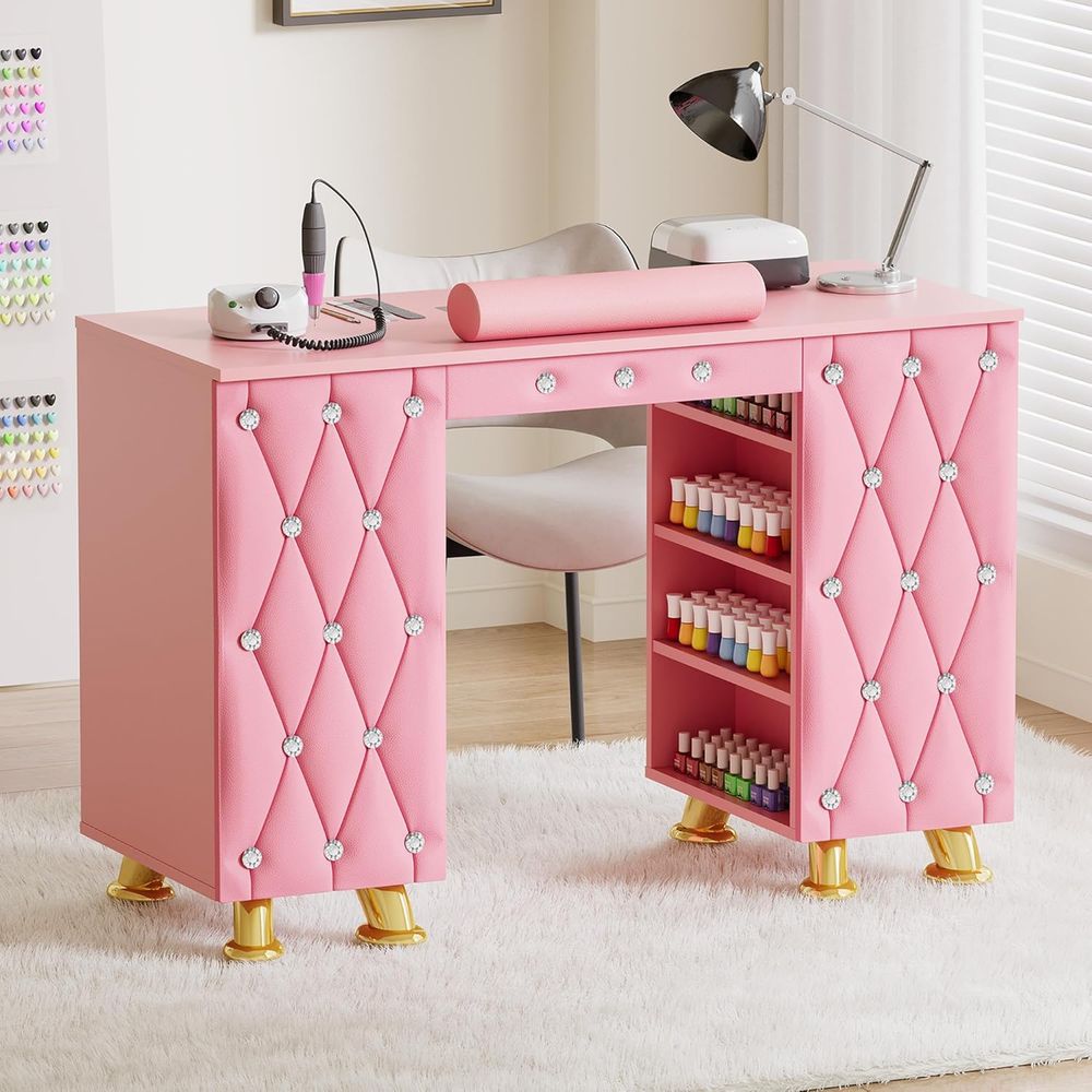 Leather Desk Pad - Mesa de Manicura con Colector de